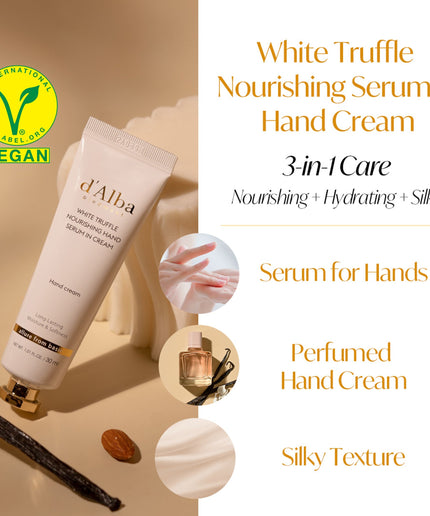 d'Alba Italian White Truffle Vegan Gift for HER, First Spray Serum & Nourishing Serum in Hand Cream Gift Set