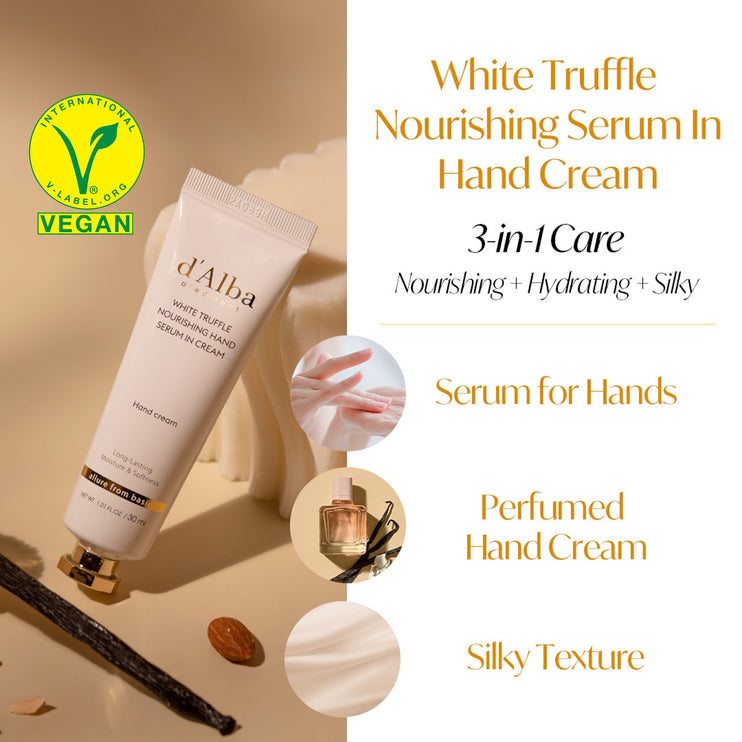 d'Alba Italian White Truffle Vegan Gift for HER, First Spray Serum & Nourishing Serum in Hand Cream Gift Set