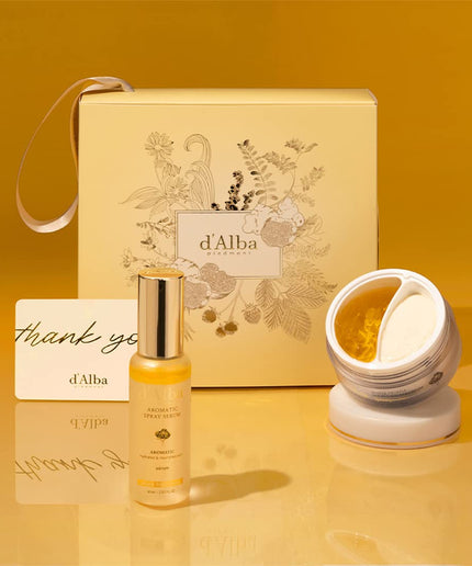 d'Alba Italian White Truffle Vegan Gift for HER, First Aromatic Spray Serum & Double Serum & Cream, Facial Skincare Gift Set