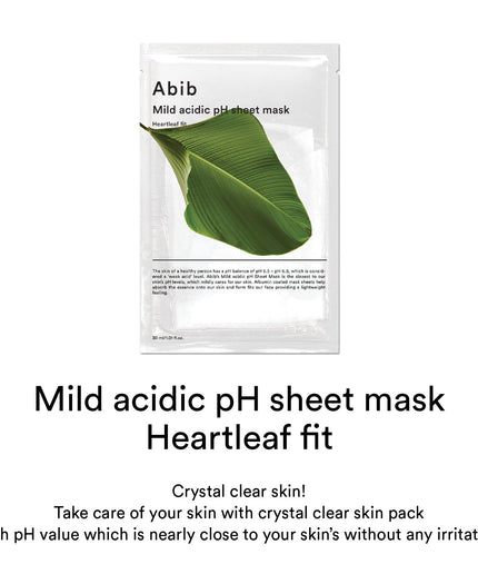 Abib Mild acidic pH sheet mask Heartleaf fit (10pcs)