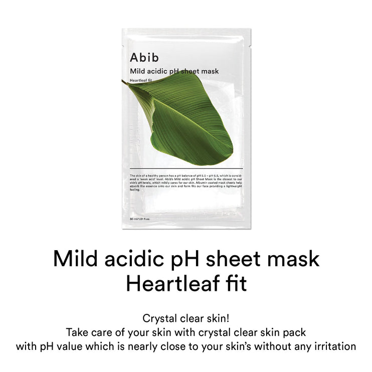 Abib Mild acidic pH sheet mask Heartleaf fit (10pcs)