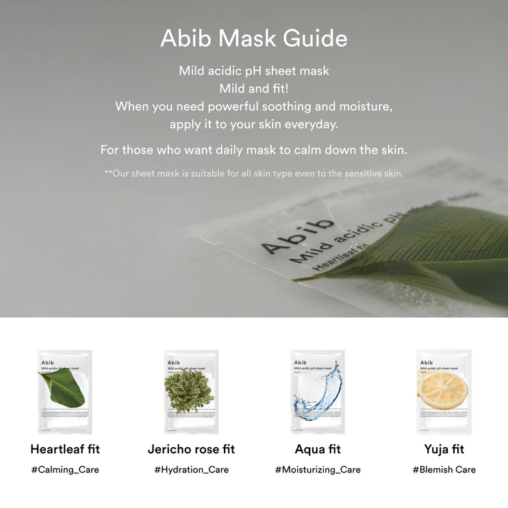 Abib Mild acidic pH sheet mask Jericho rose fit (10pcs)