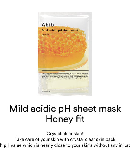 Abib Mild acidic pH sheet mask Honey fit (10pcs)